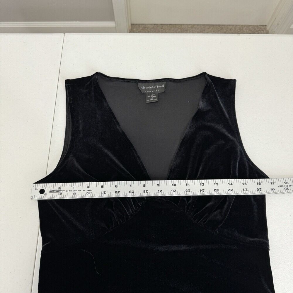 Vintage Connected Womens Dress 10 Black Velvet Babydoll Midi Whimsigoth Ruffle - Picture 6 of 11